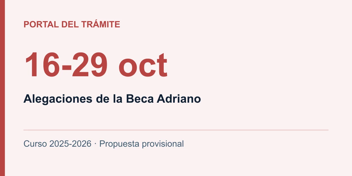 16-29 oct: Alegaciones de la Beca Adriano. Curso 2025-2026 · Propuesta provisional