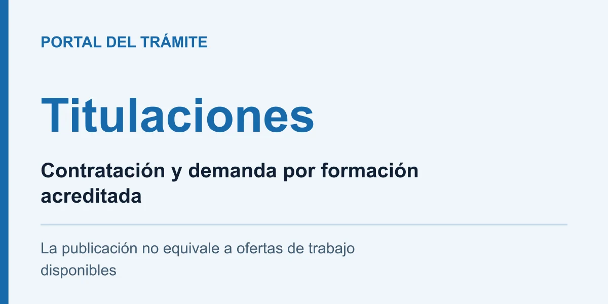 Titulaciones: Contratación y demanda por formación acreditada. La publicación no equivale a ofertas de trabajo disponibles
